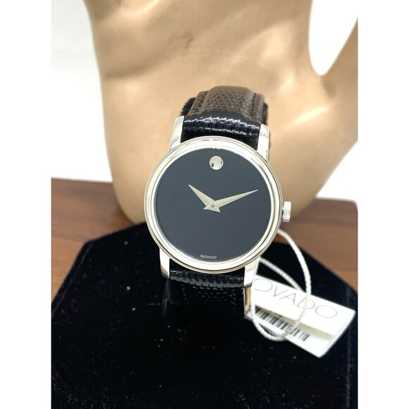Movado Women\'s Watch 2100004 Museum Swiss Quartz Black Dial Leather Strap 27mm main image 8